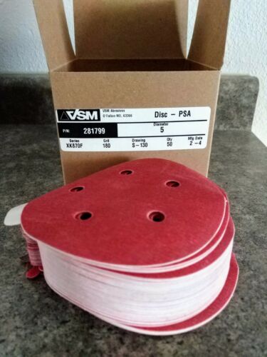 VSM  5" Adhesive Backing 5 Hole Sanding Discs 180 Grit (50-Pack) - Bild 1 von 2