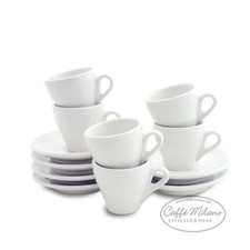 Espresso Tassen weiß dickwandig Made in Italy - 6 Stueck - Caffe Milano