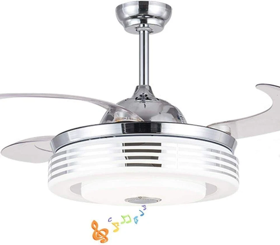 42"smart 7-color Led Chandelier Silver Invisible Ceiling Fan W/bluetooth Speaker - Image 4 of 4