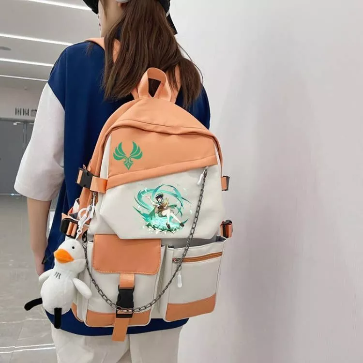 Genshin Impact Anime Backpack Bookbag for Boys Girls Travel