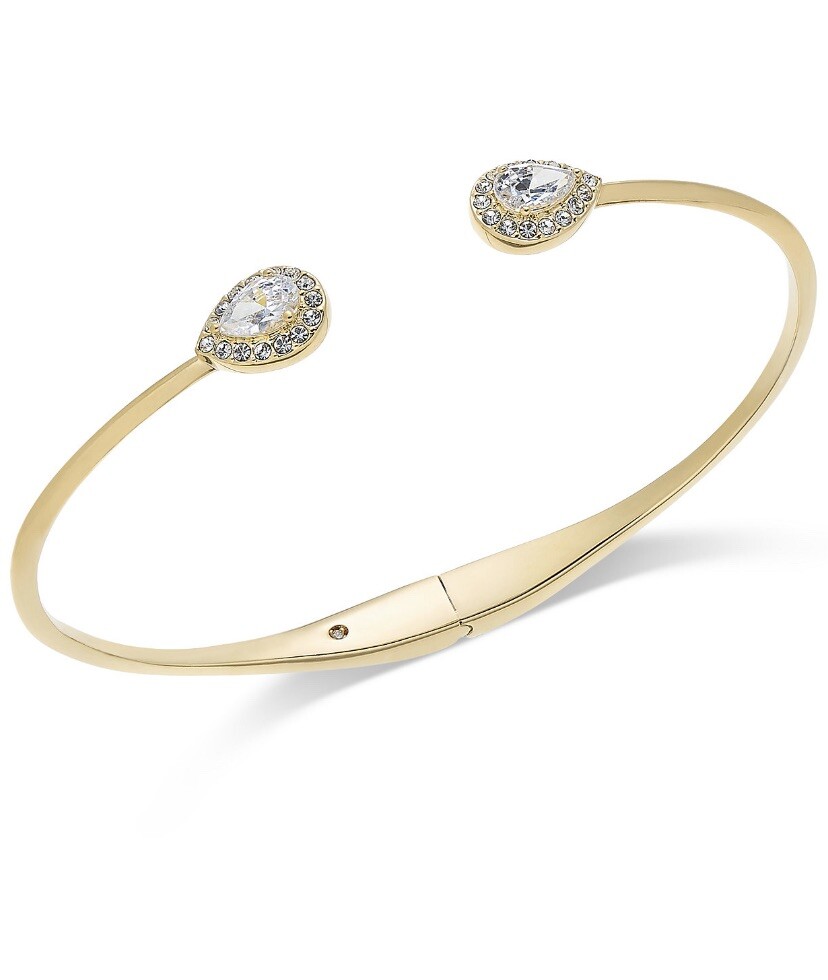 $60 Eliot Danori cubic Zirconia pave hinged bangle bracelet gold
