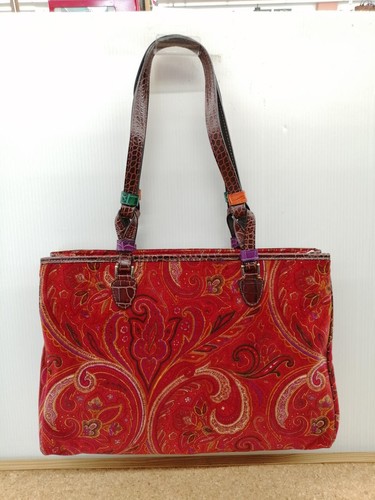 ETRO Ladies Tote bag Orange Paisley Leather with storage bag Shoulder bag - Picture 2 of 15