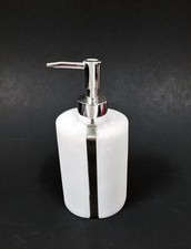 NEW POPULAR BATH BLISS WHITE RESIN+SILVER METAL,MARBLE LOOKS, SOAP DISPENSER