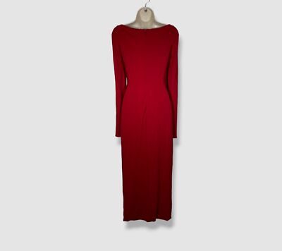 red corset versace dress $4425 Versace Women's Red Silk Ruched Corset Cutout Long Sleeve Dress Size  40