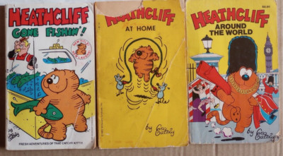 Heathcliff Digest Size Book Lot Black White Gone Fishin At Home Around The World