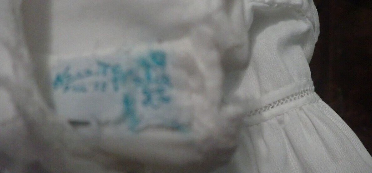 50s Vtg White Cotton Dress Battenberg Embroidered Peter Pan Collar 12-18 mos.