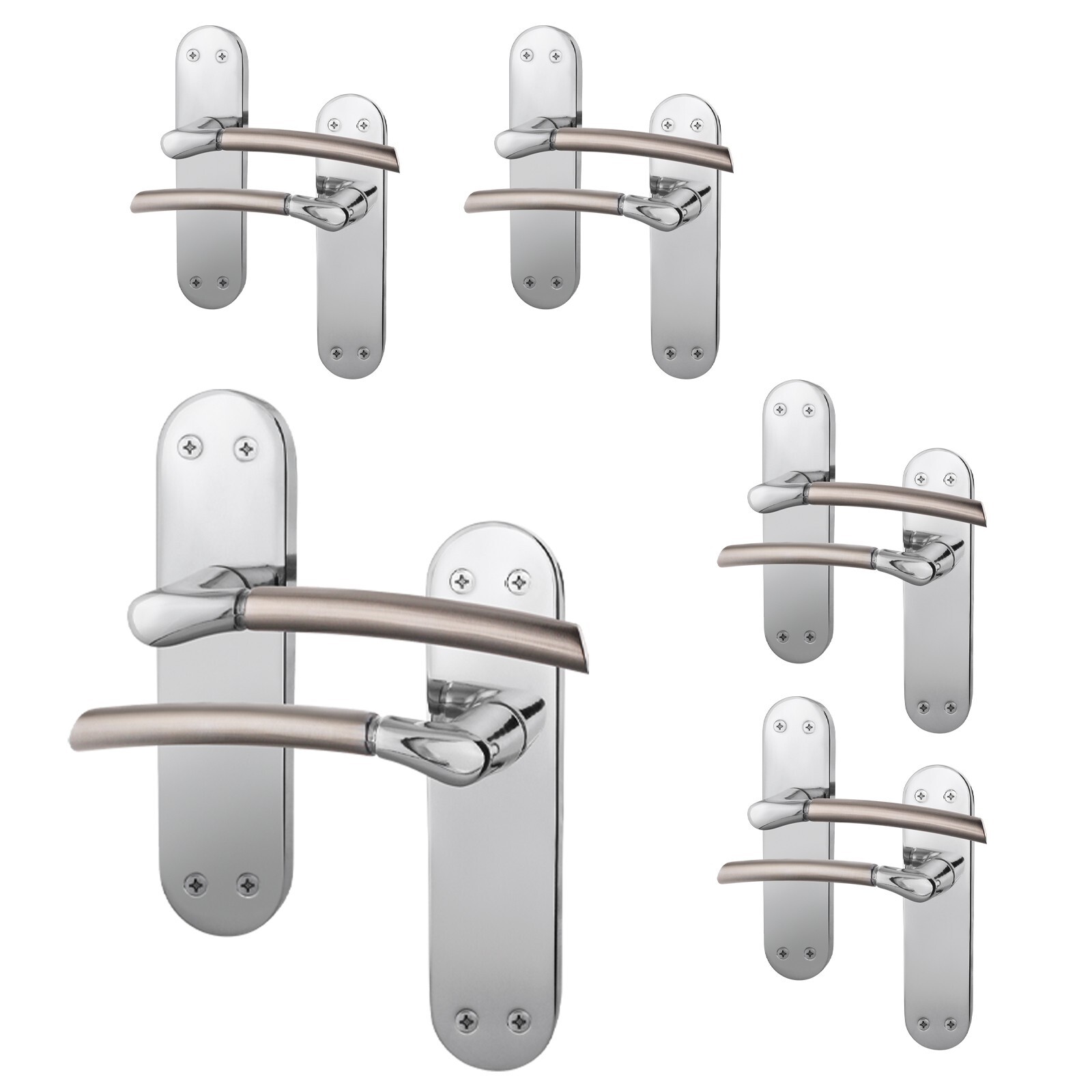 Internal Door Handles - Polished Chrome & Satin Nickel Latch Handles - 5 Pairs