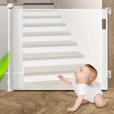 33" Tall 55" wide retractable Scratch-Resistant Mesh Pet gate baby gate