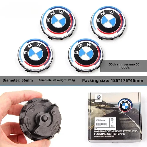 4PCS A Set 56mm New BMW 50th Anniversary Emblem Floating Car Wheel Center Caps