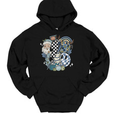 Blue Groovy Merry Christmas Hooded Sweatshirt Trendy Holiday Humor Hoodie