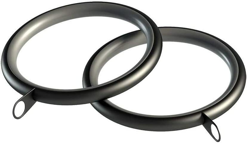 8 Black Curtain Pole Rings for 28mm Poles Lined STRONG Metal Rod Eye Hook