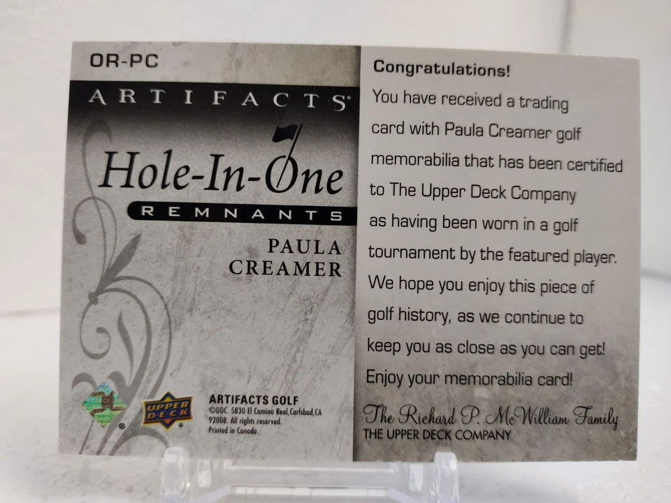 PAULA CREAMER Tour Worn Shirt Hole-In-One Remnants 2021 Upper Deck Artifacts - Image 2 of 2