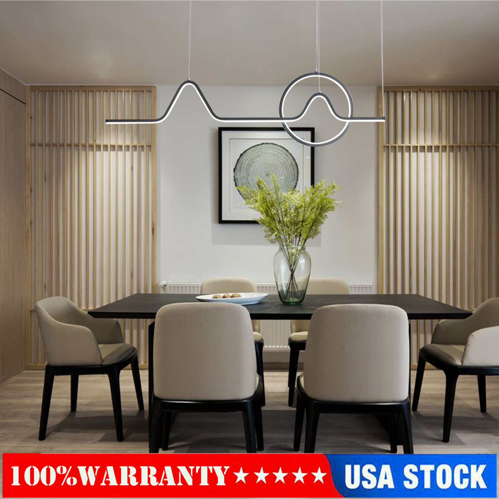 Modern LED Pendant Light Dimmable Linear Chandelier For Dining Room Kitchen