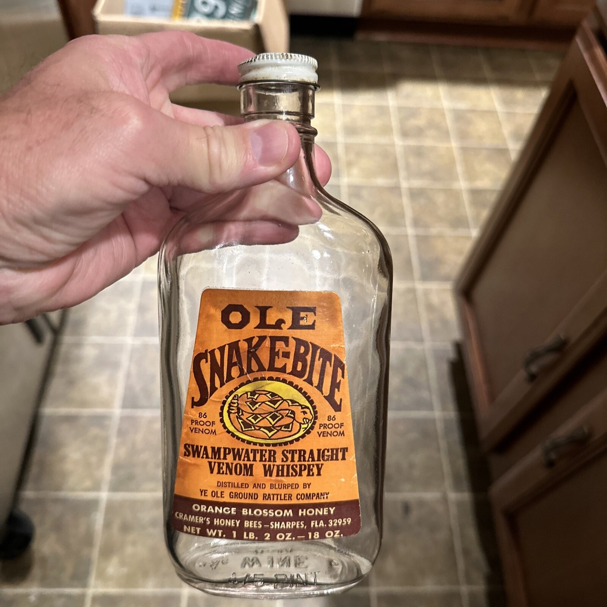 Ole Snake-Bite Swampwater Venom Whispey Bottle Orange Blossom