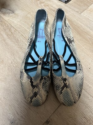 THIERRY RABOTIN Gaeta Python Gold Blue  Leather Sz 38.5 Made In Italy
