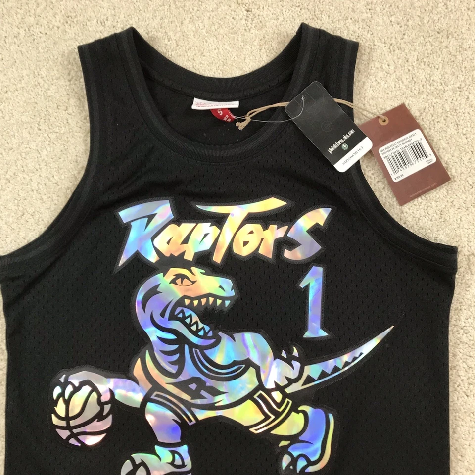 Camiseta deportiva iridiscente para hombre Toronto Raptors Tracy McGrady Mitchell & Ness pequeña negra Foto 3 de 4