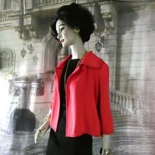 St. John Suit Size 8 Red Jacket w Black St. John Caviar Skirt Fine Knits