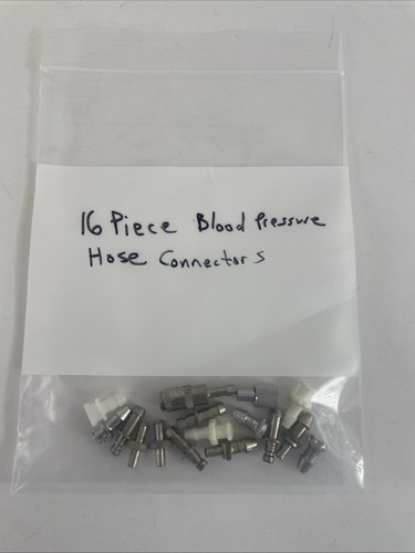 16 Piece Random Lot of Blood Pressure Cuff Hose Connectors Plastic & Metal