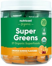 Nutricost Organic Super Greens Orange Sunrise Flavored 20 Stickpacks