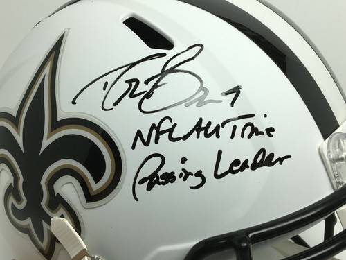 Drew Brees Signed F/S Flat White Saints Helmet "NFL All Time Passing Leader" BAS - Picture 5 of 10