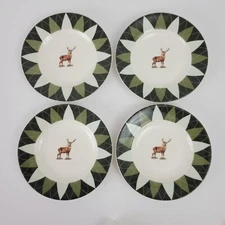 4 Spode Glen Lodge Argyle Stag Design Bread & Butter Plates Lot Set READ DETAILS