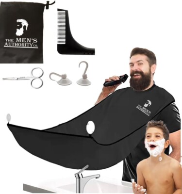 Beard Cape Bib Catcher Apron Mustache Shaving Cloth Set for Men Trimmer Suction