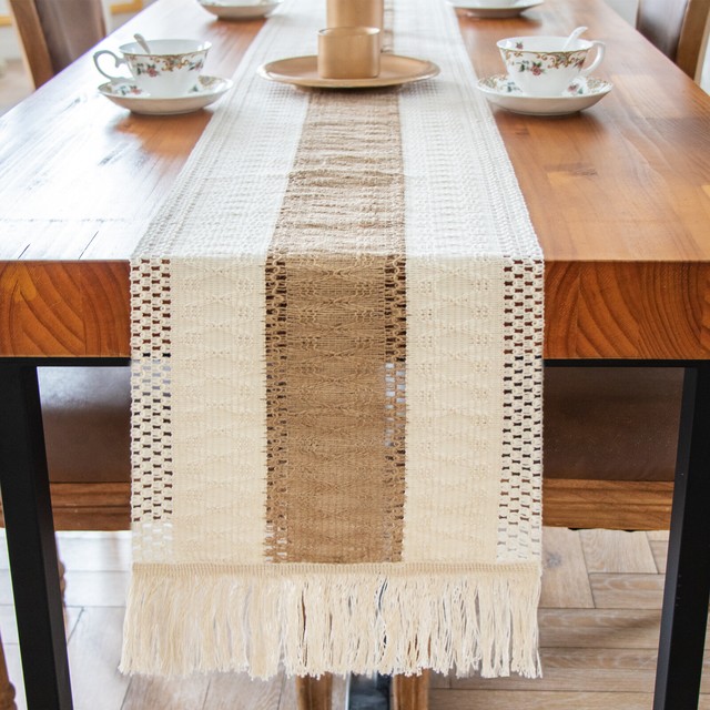 Letjolt Splicing Burlap Table Runner Rustic Table Runner Woven Table