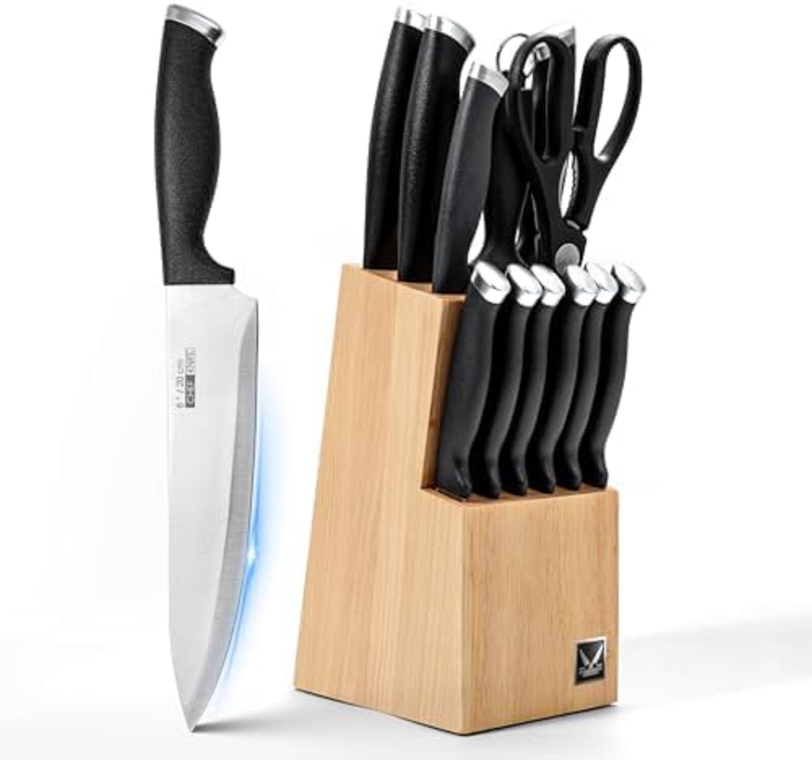Knife Set, 15-Piece Kitchen Knife Set with Block Wooden German Stainless Steel-image