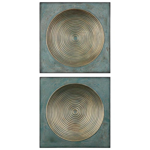 Uttermost Sybil Contemporary Metal Wall Panel in Antique Gold (Set of 2) - Picture 1 of 4