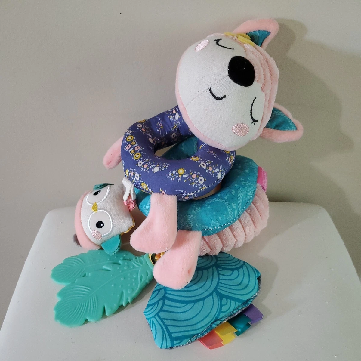 Infantino 2018 Spiral Car Seat Toy Pink Fox Stuffed Animal Lovey