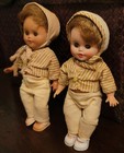 Two Vintage 1950s Soft Vinyl Plastic Twin Girl Dolls w/sleepy eyes 8" and 7 1/2" — photo 1