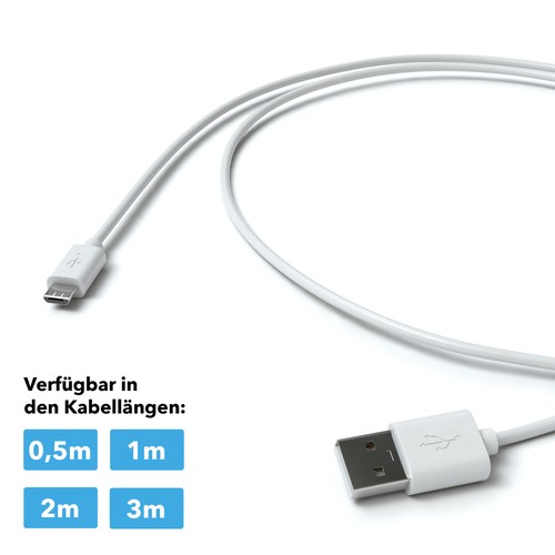 Kabel do transmisji danych micro USB 1m do Samsung, Huawei, Xiaomi, i wiele więcej - BIAŁY - Zdjęcie 2 z 5