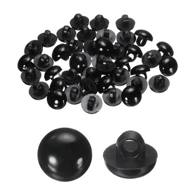 50 Stück Plastikknöpfe 0.39" Pilzförmige Domed Nähnägel Mit Stiel Schwarz - Bild 1 von 4
