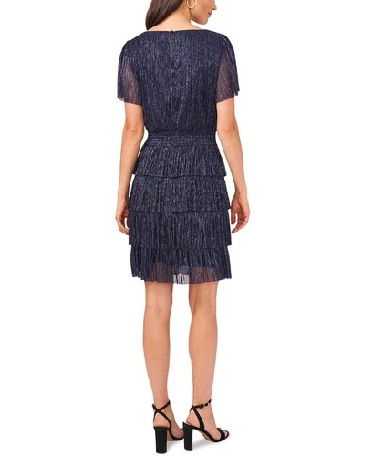 MSK Women's Metallic Tiered Fit & Flare Dress Blue Size X-Large - Picture 2 of 3