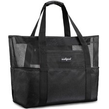 Mesh Beach Bag - Large Waterproof Beach Tote Bag with Zipper, Oversized Folda...