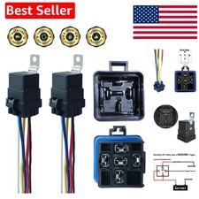 2 Pack 40/30 AMP 12V DC Waterproof Relay Kit with Heavy-Duty Pigtail, 5-PIN S...