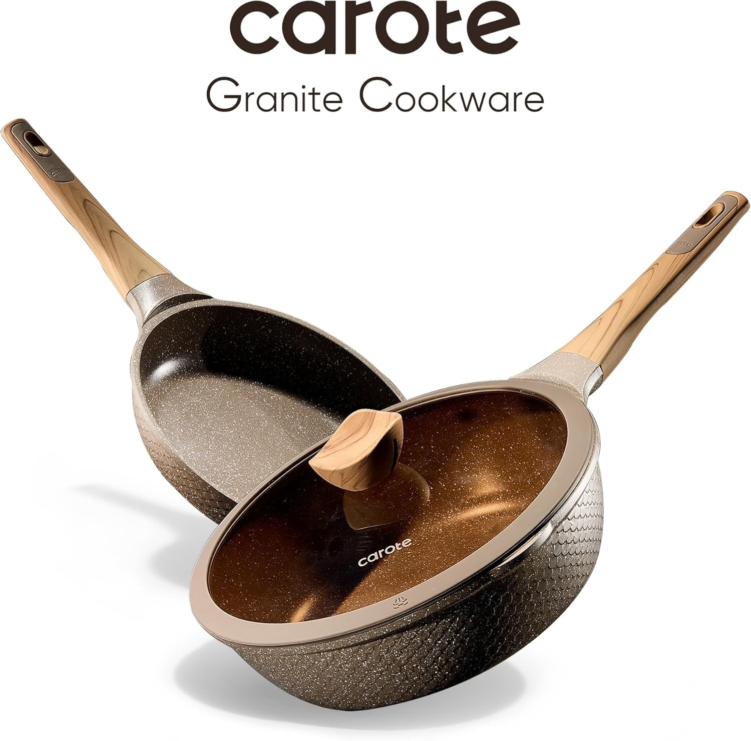 CAROTE 26PCS Granite Pots and Pans Set Non Stick Cookware Set, Induction Safe
