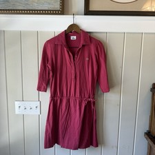 Women’s Lacoste Magenta Red Collared Button Down Dress, Cotton, Size 40/10/L