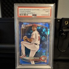 2025 Bowman Sapphire Edition Chrome Prospect Chase Burns #BCP-122 PSA 9 Reds