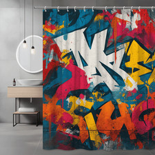 Graffiti Abstract Shower Curtain Colorful Urban Wall Art