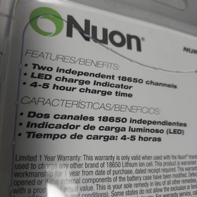 Nuon NURE18650-CH Lithium Ion 18650 Battery Charger 2 Channel NEW 236119