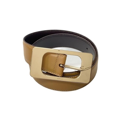 Used GUCCI◆Belt/Leather/CML/Plain/Ladies/167902/Logo/