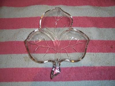 Vintage Desert / Candy Dish Glassware, Floral Leaf Shaped, Tableware