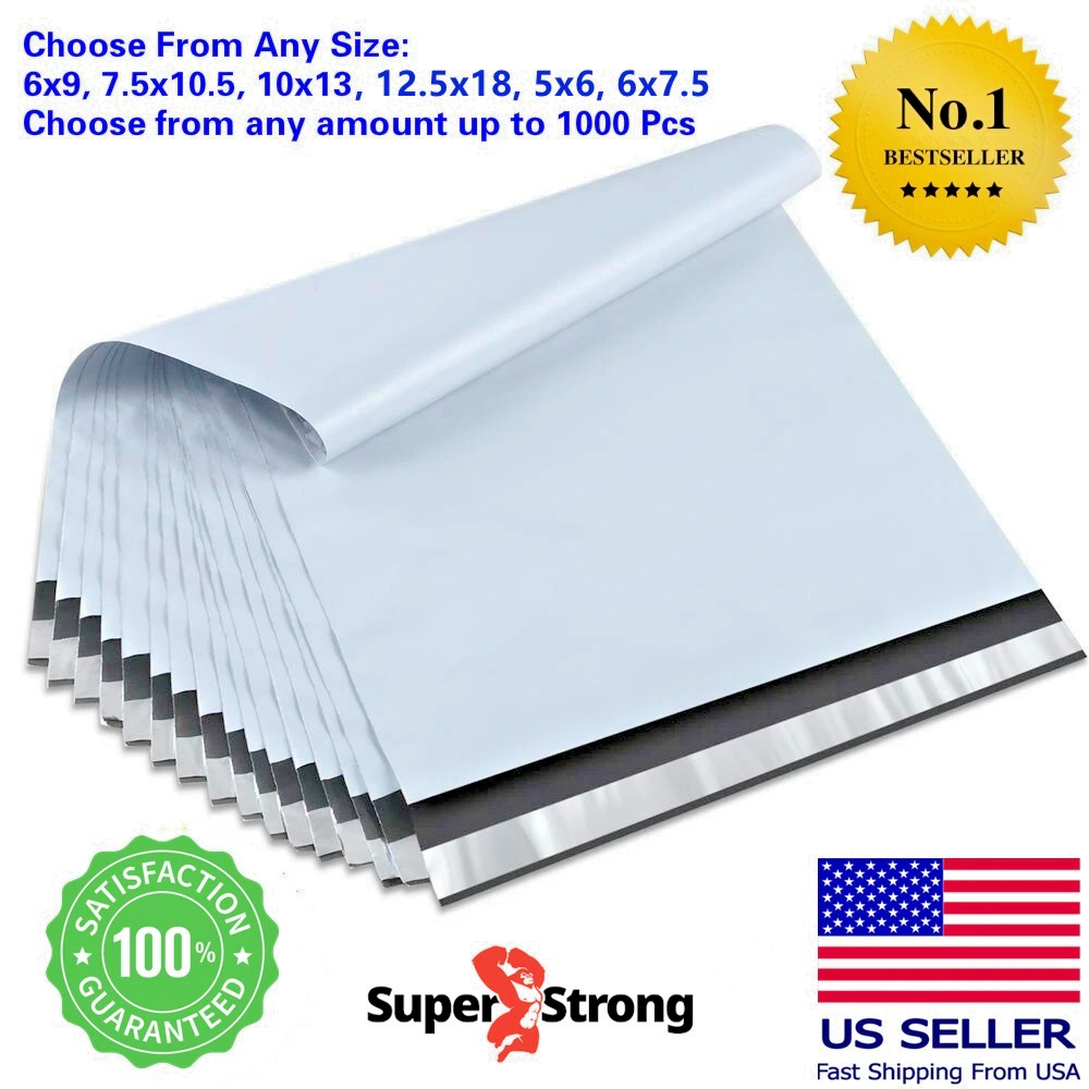200 6x9, 200 7.5X10.5 Poly Mailers Envelopes Plastic Self Seal Bags
