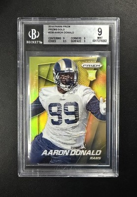 2014 Panini Prizm Aaron Donald #228 Gold Prizm /10 Rookie Rams RC BGS 9