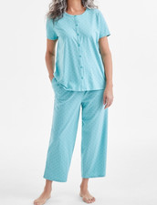 NWT S Charter Club Women's 2-Pc. Cotton Printed Cropped Pajamas Set