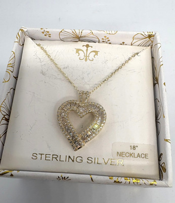 Cote D' Argent 925cnfzn Gold?tone Sterl Silver Cubic Zirconia Heart 18'' Necklace