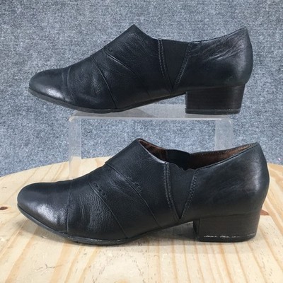 Tamaris Shoes Womens 39 Casual Slip On Block Heels Loafer Black Leather Comfort