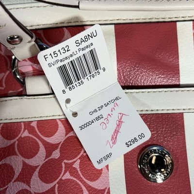 ⭐︎ COACH Chelsea Heritage Satchel F15132 Red Pink White Barrel Bag