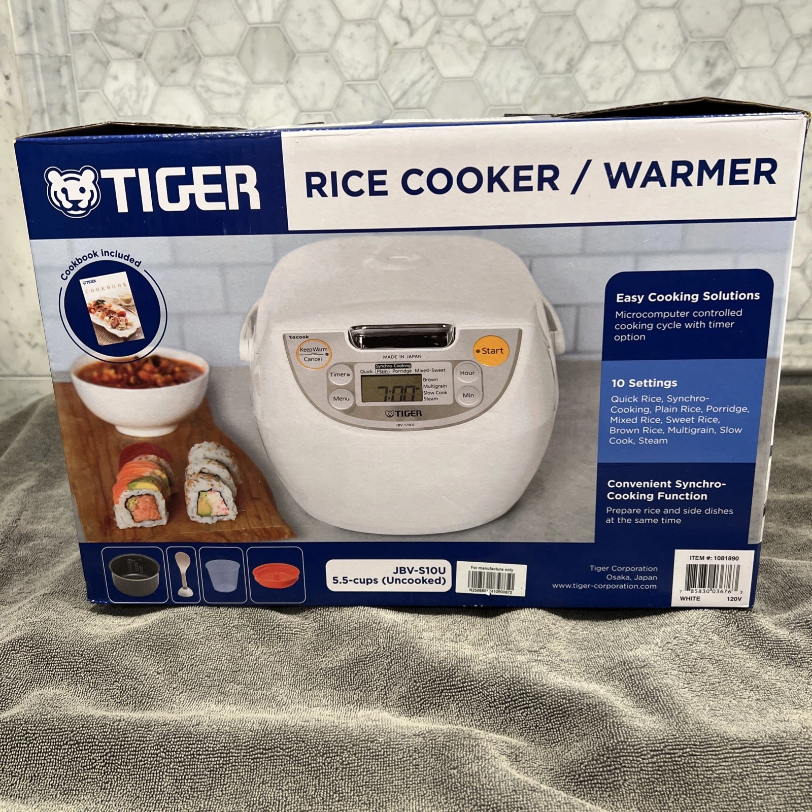 Tiger Rice Cooker/Warmer 5.5 Cups New In Box Model JBV-S10U